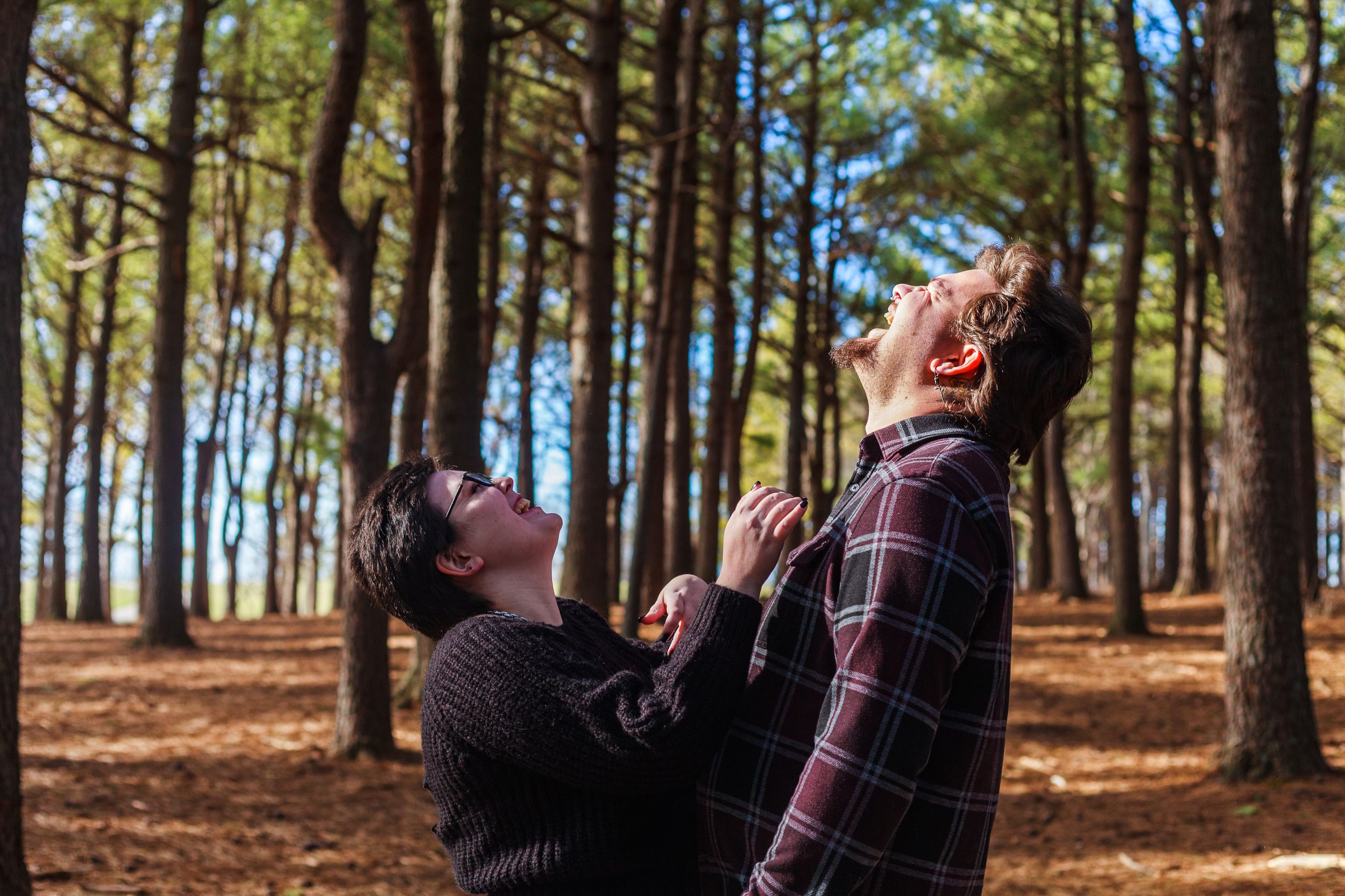 couple laugh together