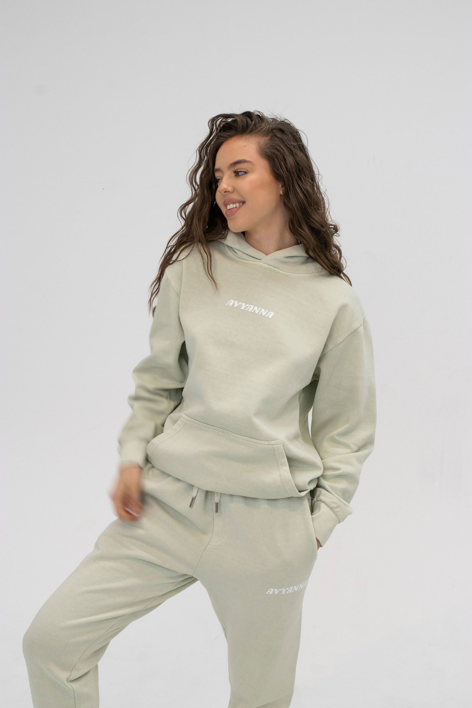 Girl in a sweatshirt and sweatpants