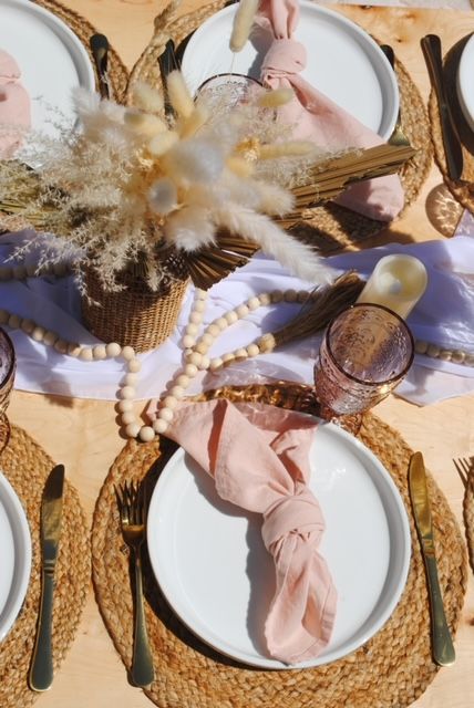 boho themed luxury picnic pampas bridal shower proposals tablescape decor
