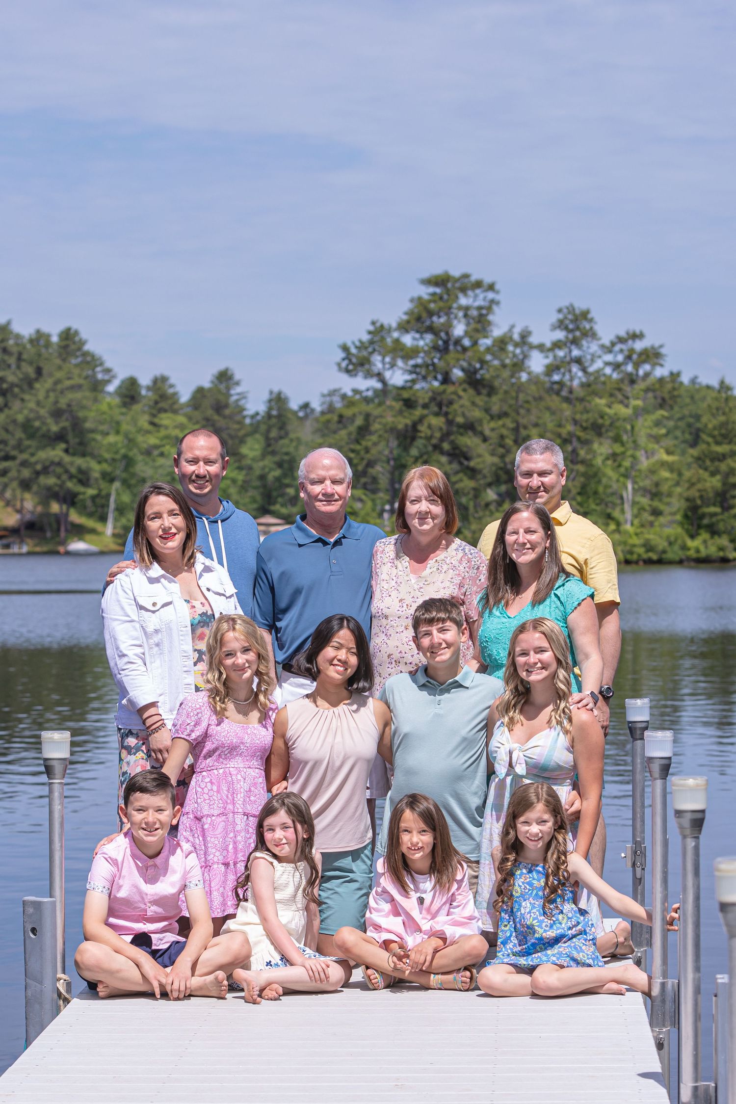 Large Family on dock, family photography