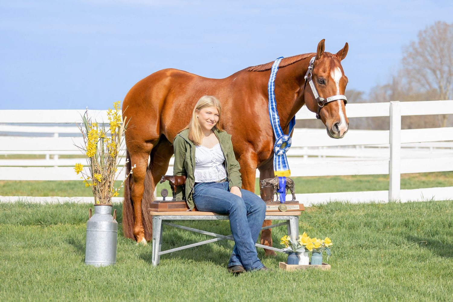 Madison and Vinny with their trophies and ribbons