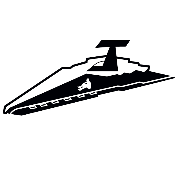 Black silhouette design of a Star Destroyer spaceship from Star Wars.