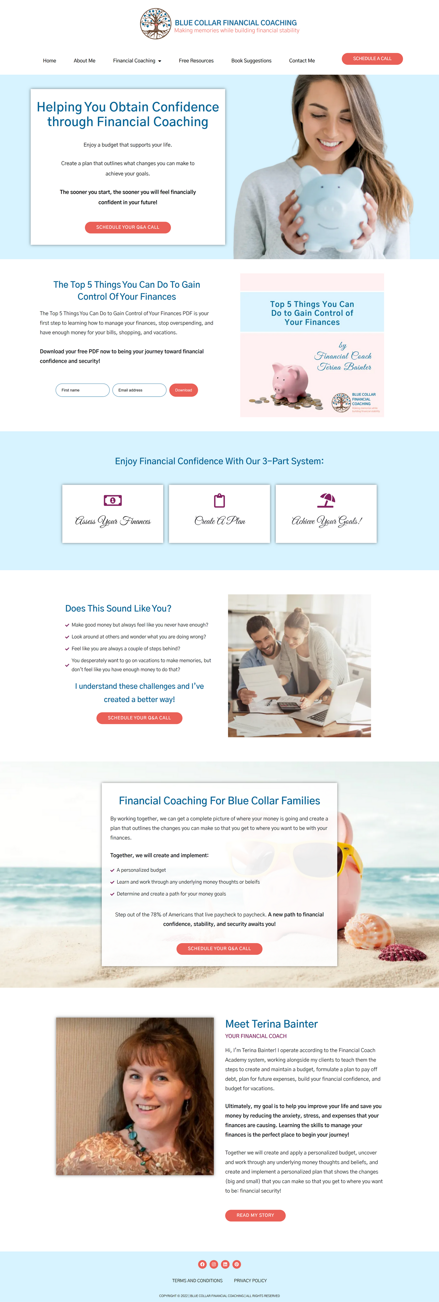 Home page before new photos from personal branding photography for Blue Collar Financial Planning in Puyallup, WA
