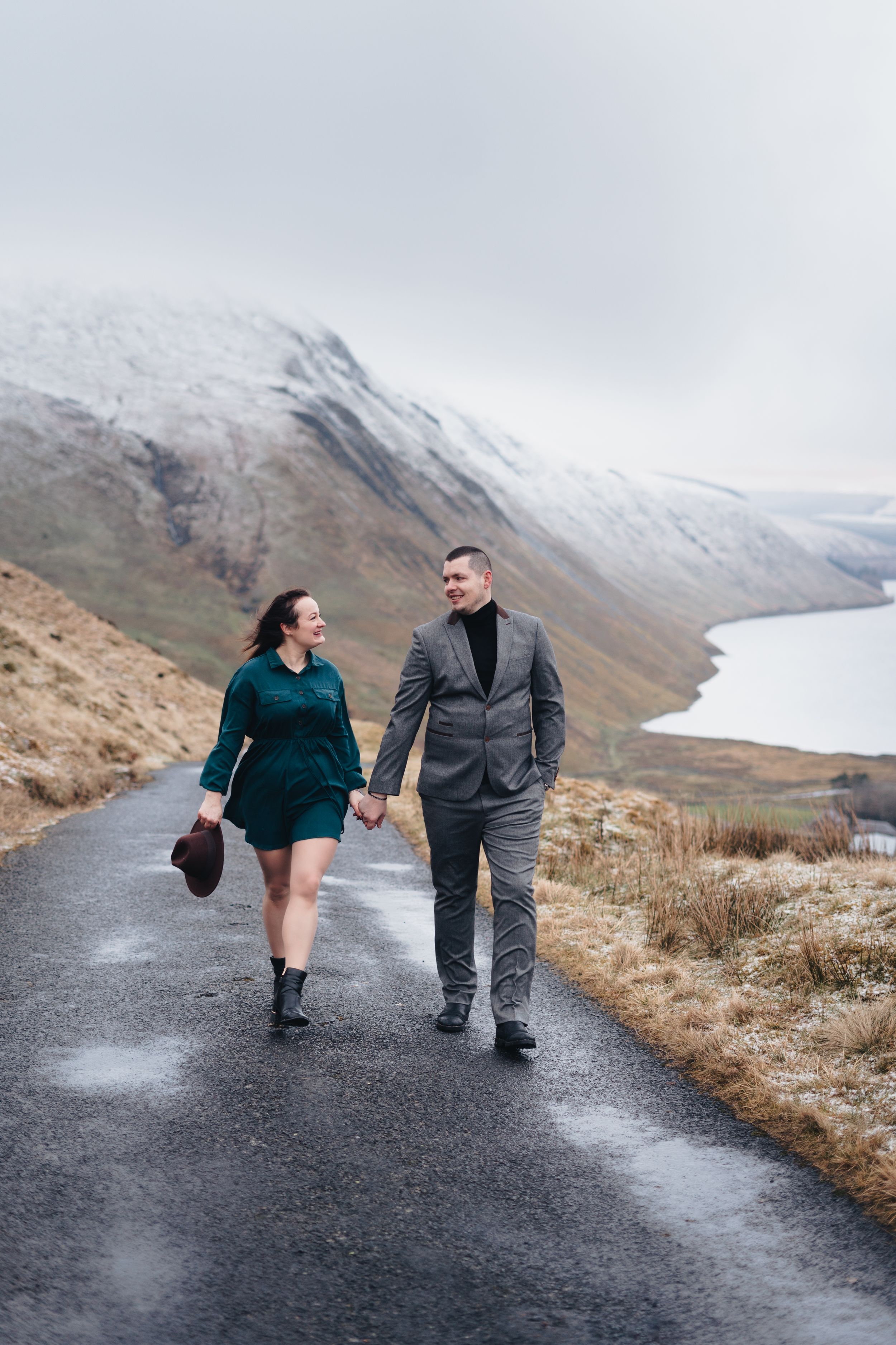 couple photoshoot scottish mountains talla waterfall