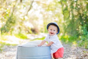 boy laughing during child photo session in Panama City Florida