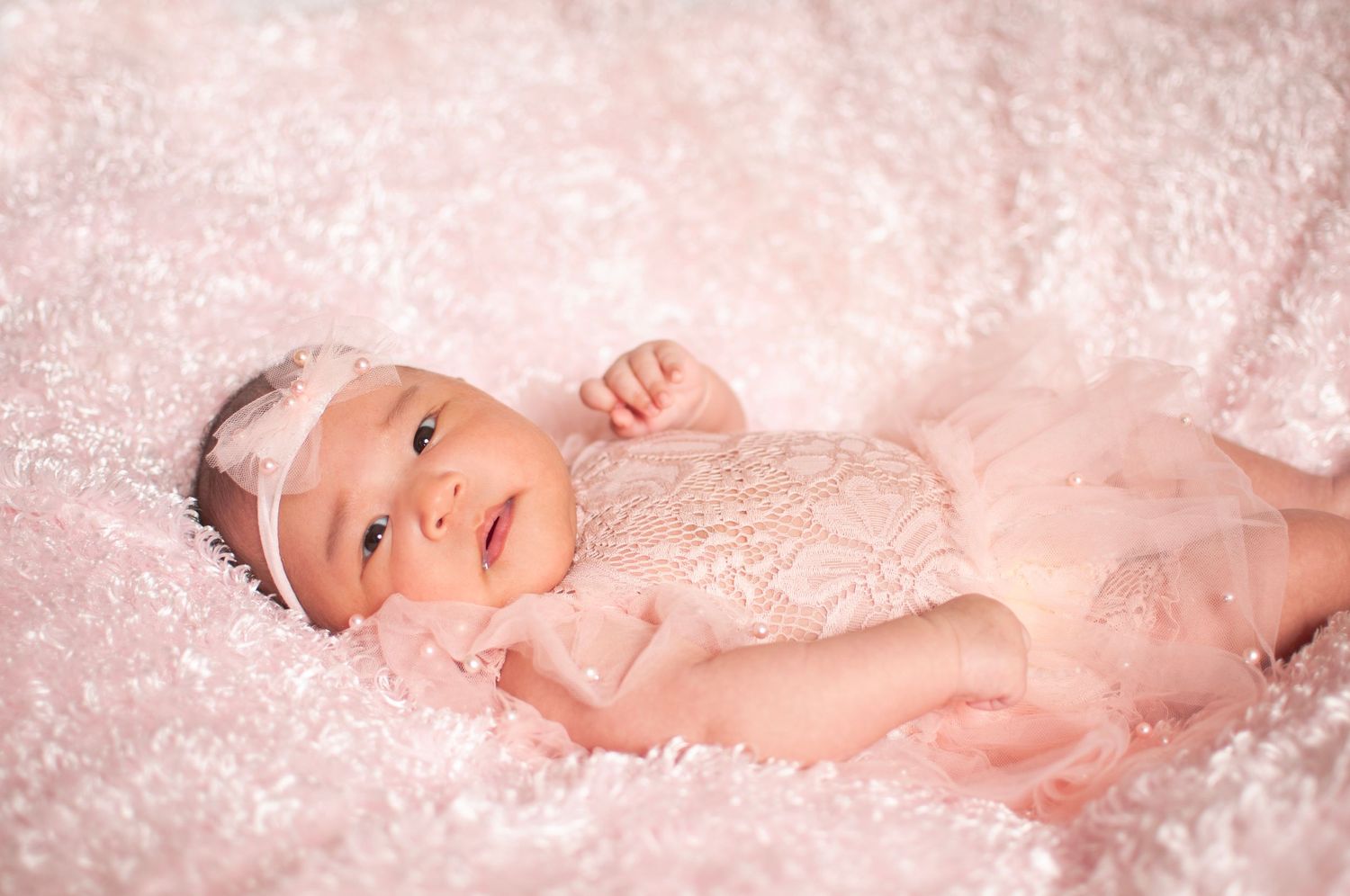 Fuzzy pink background for baby girl photo