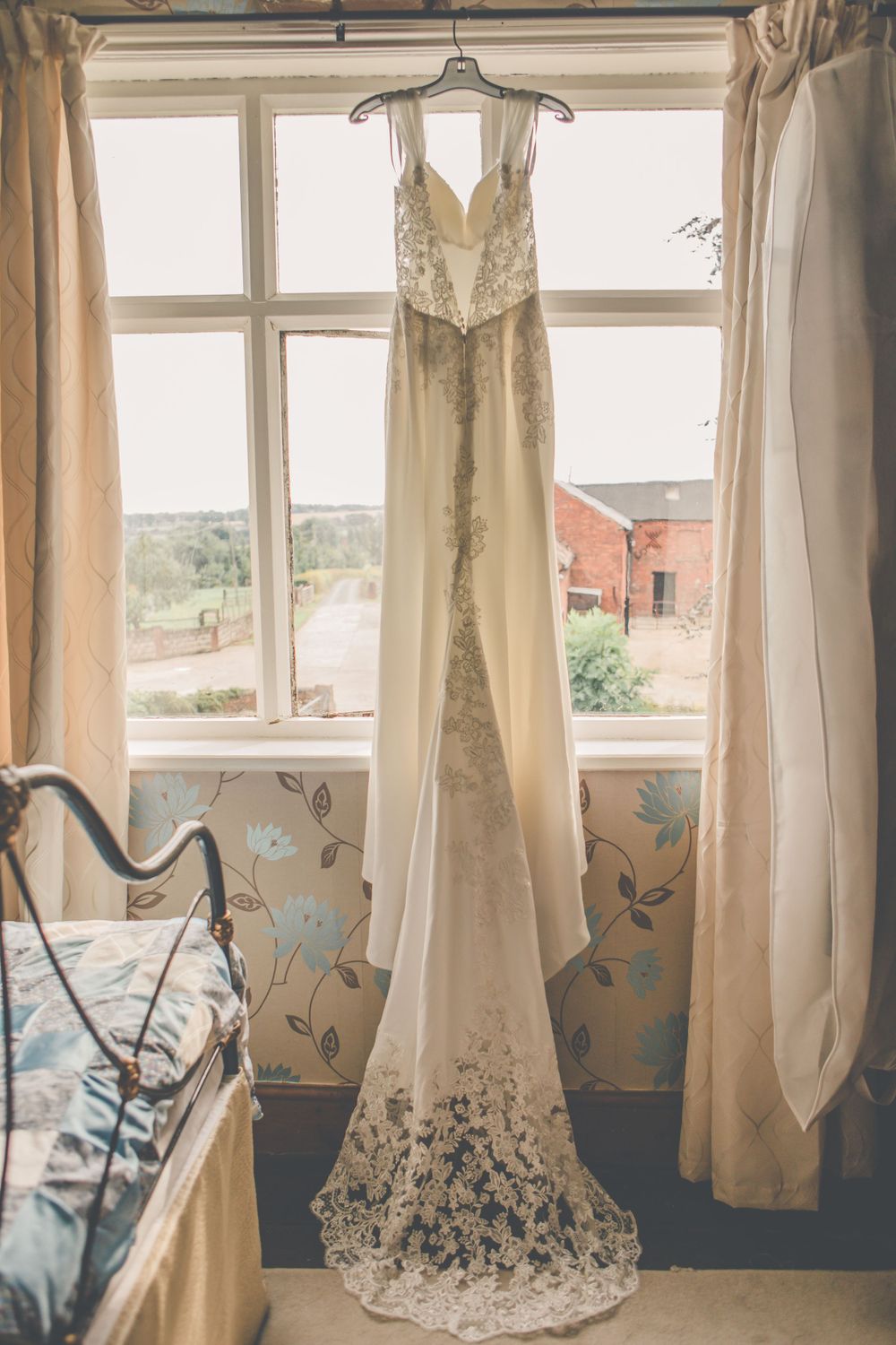 Beautiful bridal wedding dress, in bridal prep photography