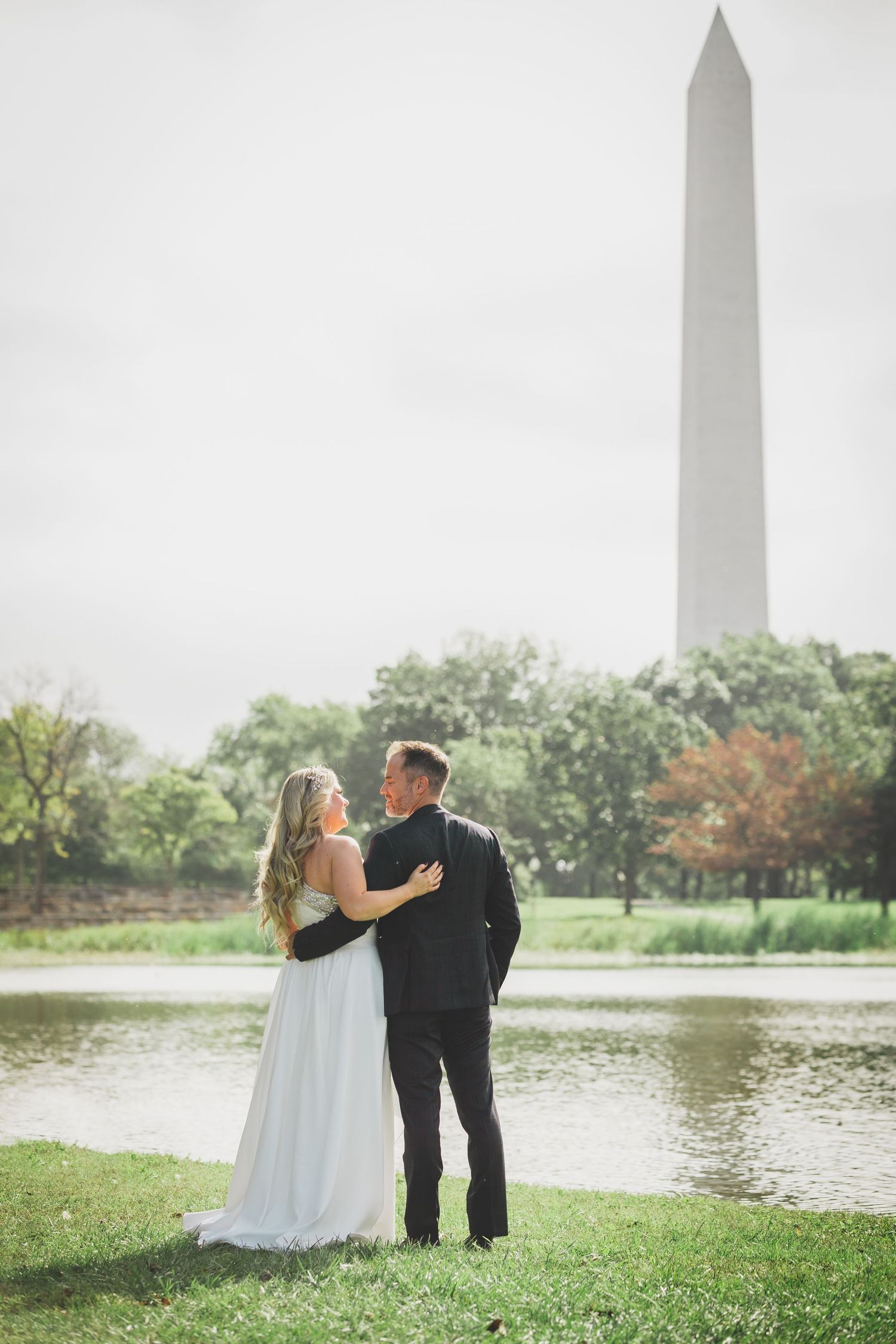 dc elopement photos at constitution gardens with washington monument view