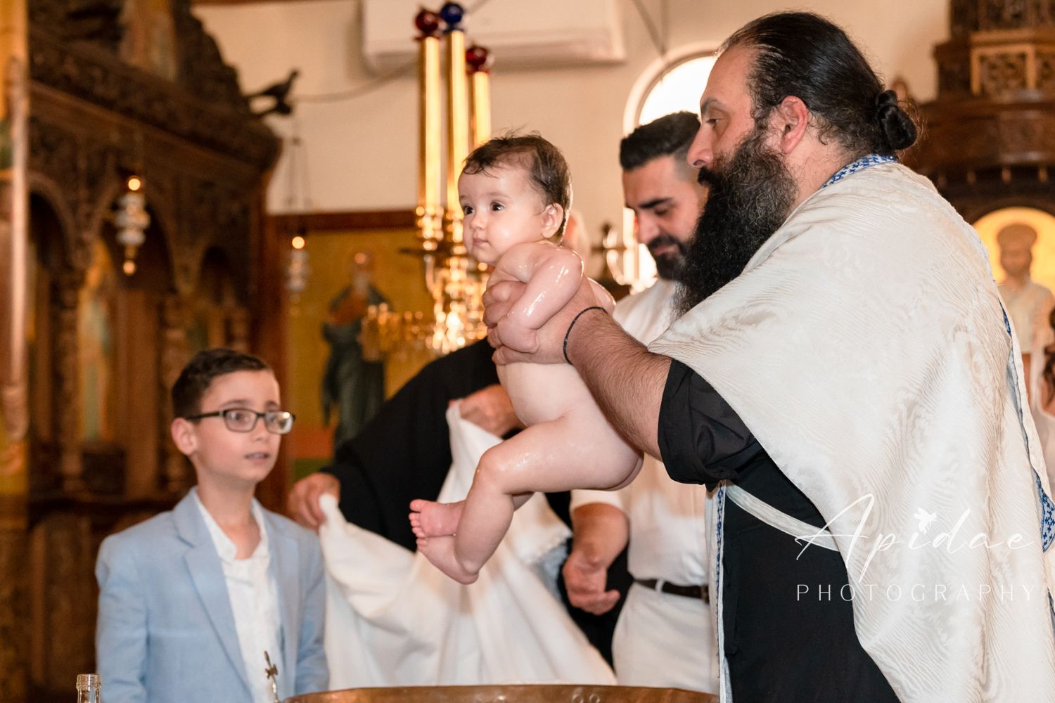 Orthodox Baptism Christening Church Photography St Albans St Paraskevi Baby Priest Nouno Nouna Godparents