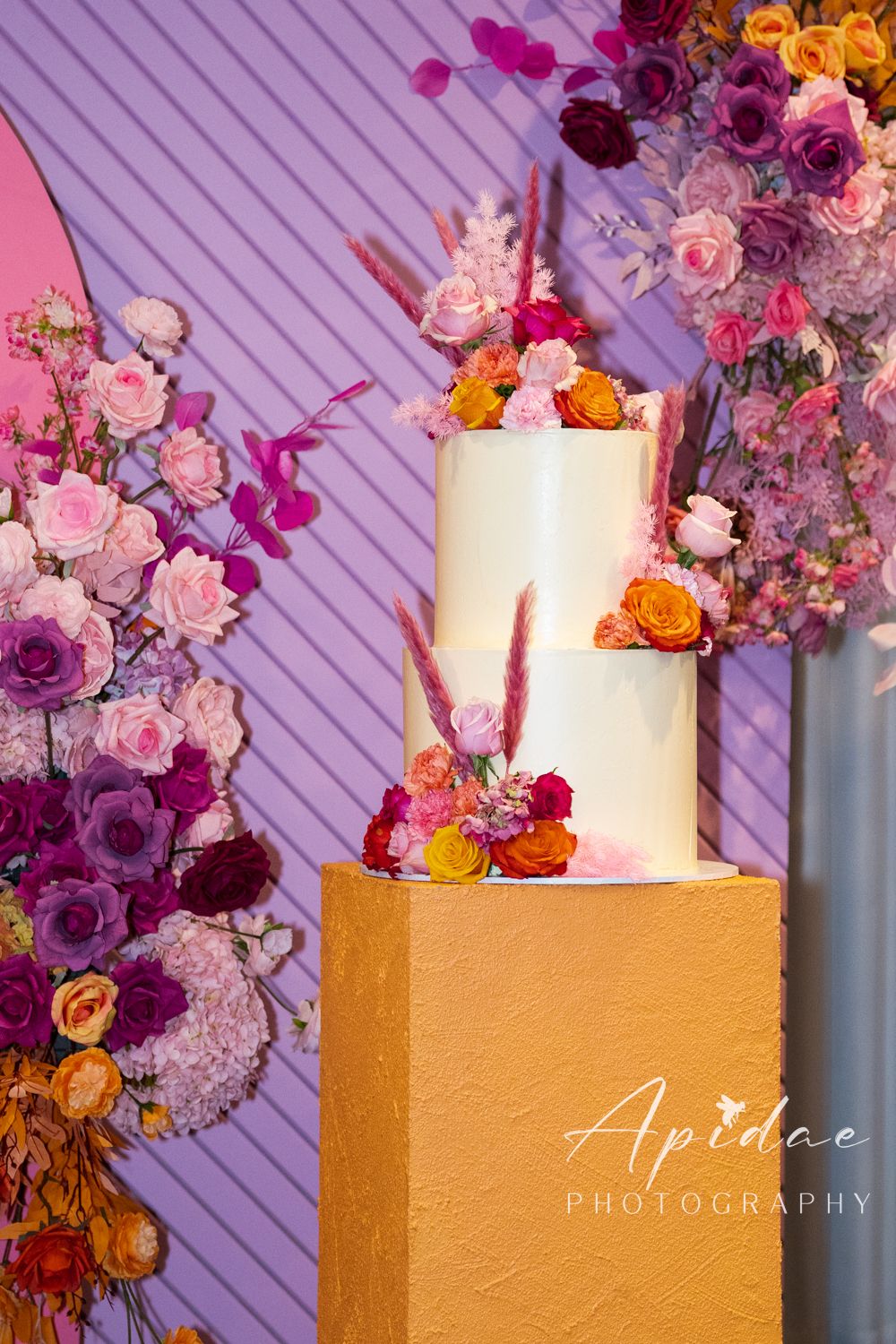 Baptism Christening Baby Event Photography details  Melbourne Western Suburbs Celebration pink purple autumn theme backdrop cake