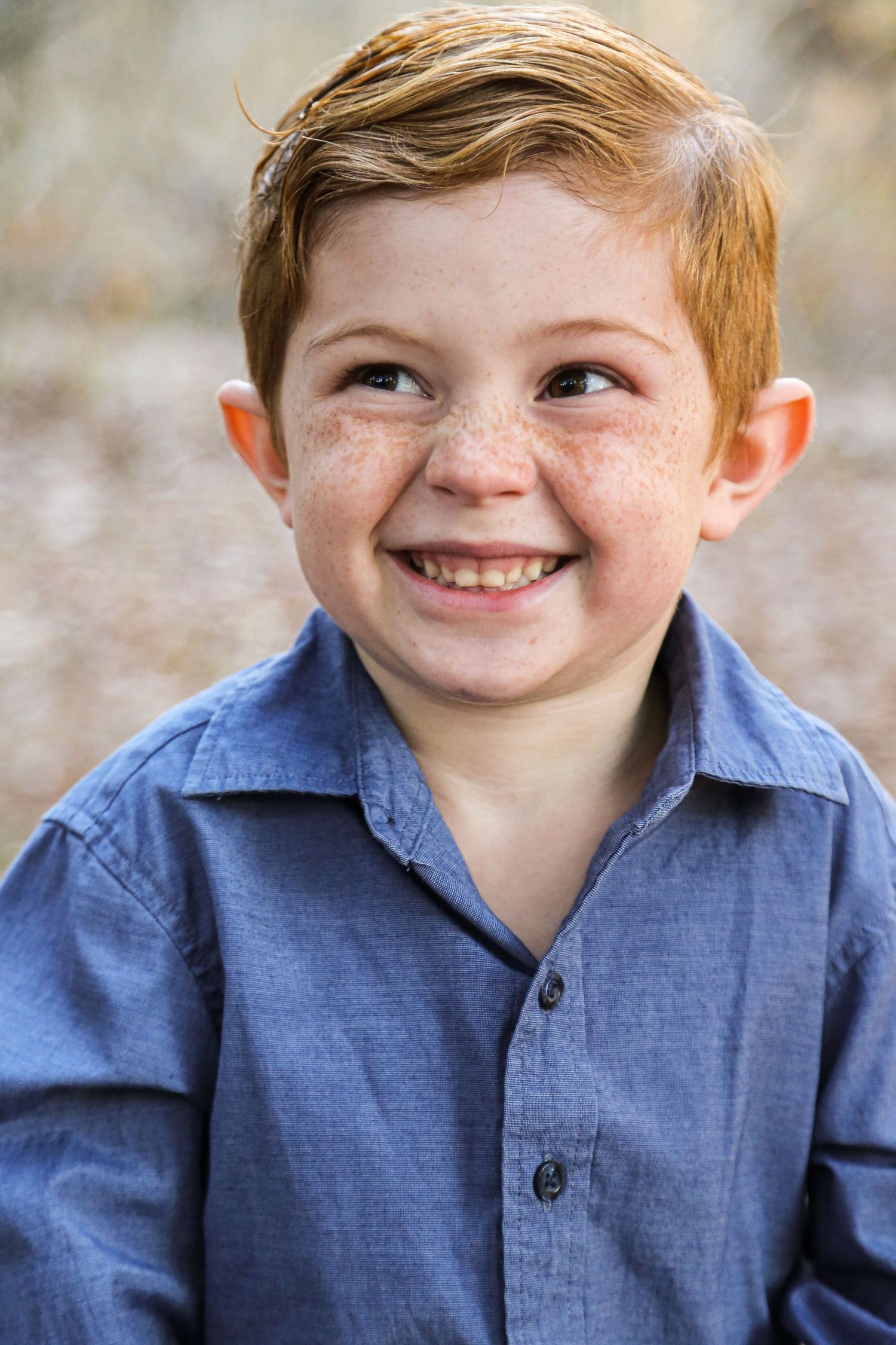 little boy smiles for portrait at Lime Hollow, NY