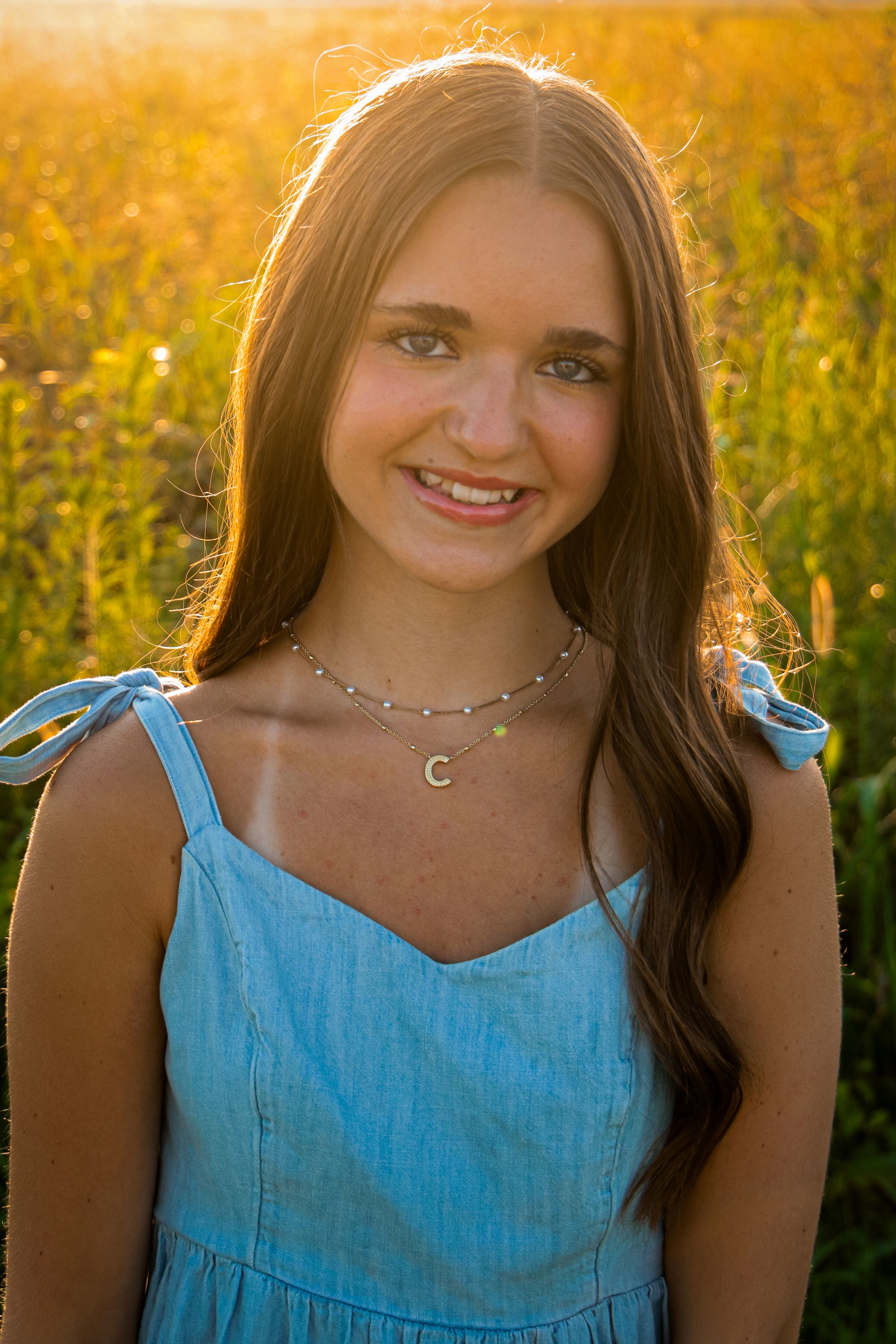 Portrait in sunflower field