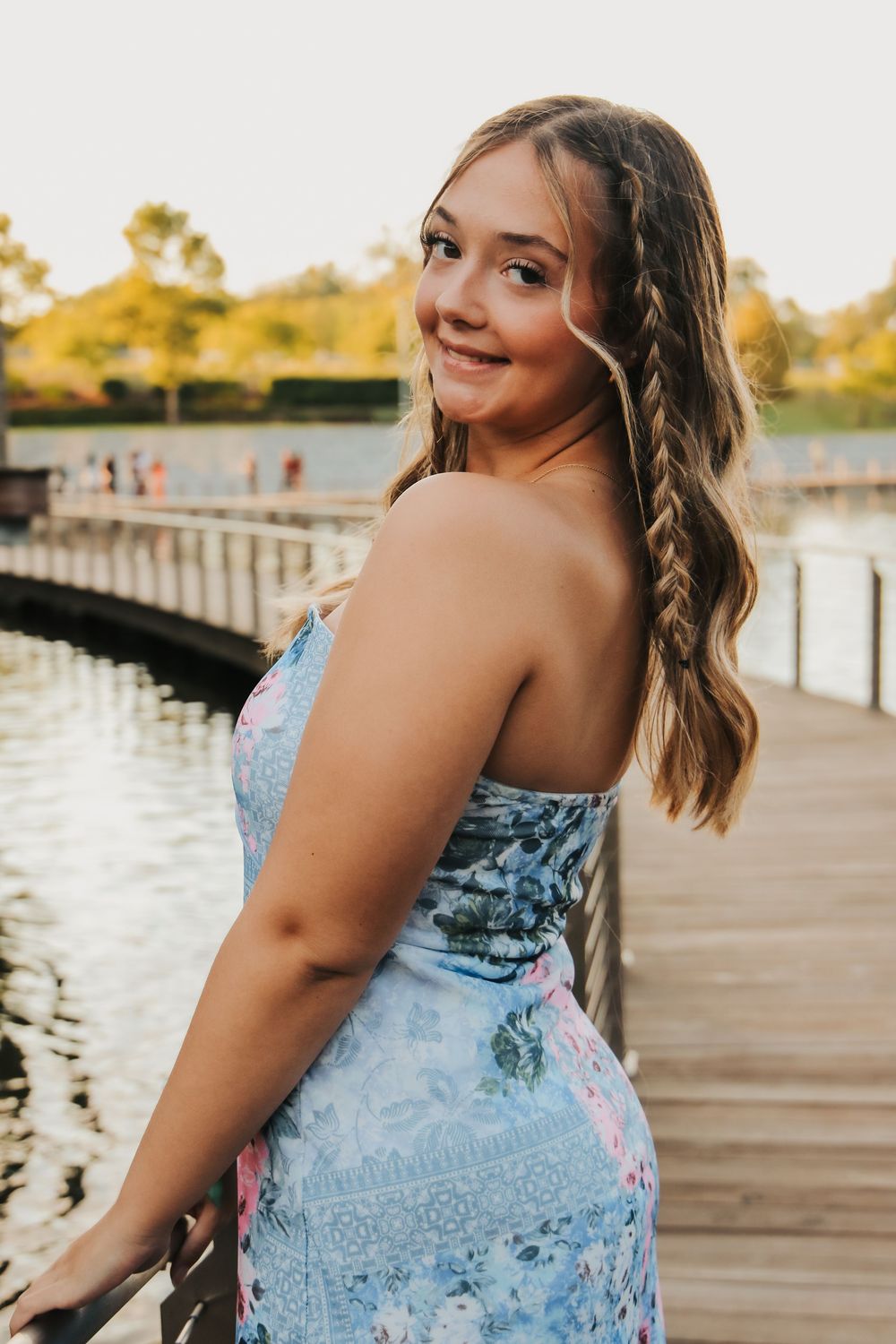 Homecoming photo on bridge