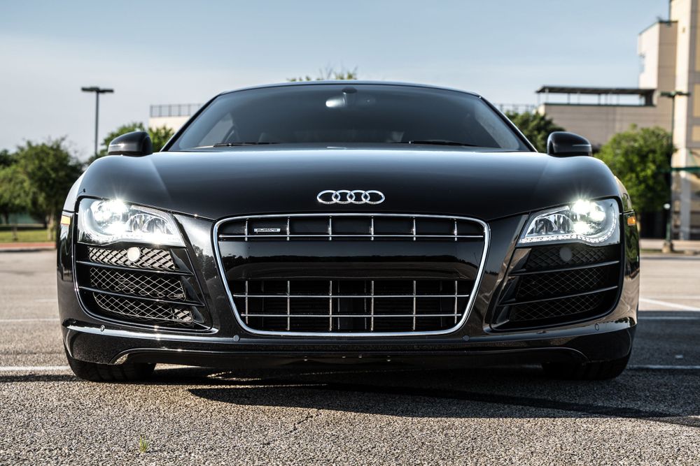 Black 2010 Audi R8 front view