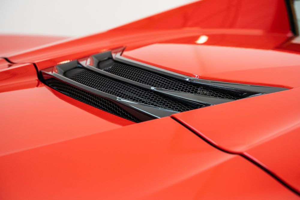 Red 2023 Chevrolet Corvette engine cover