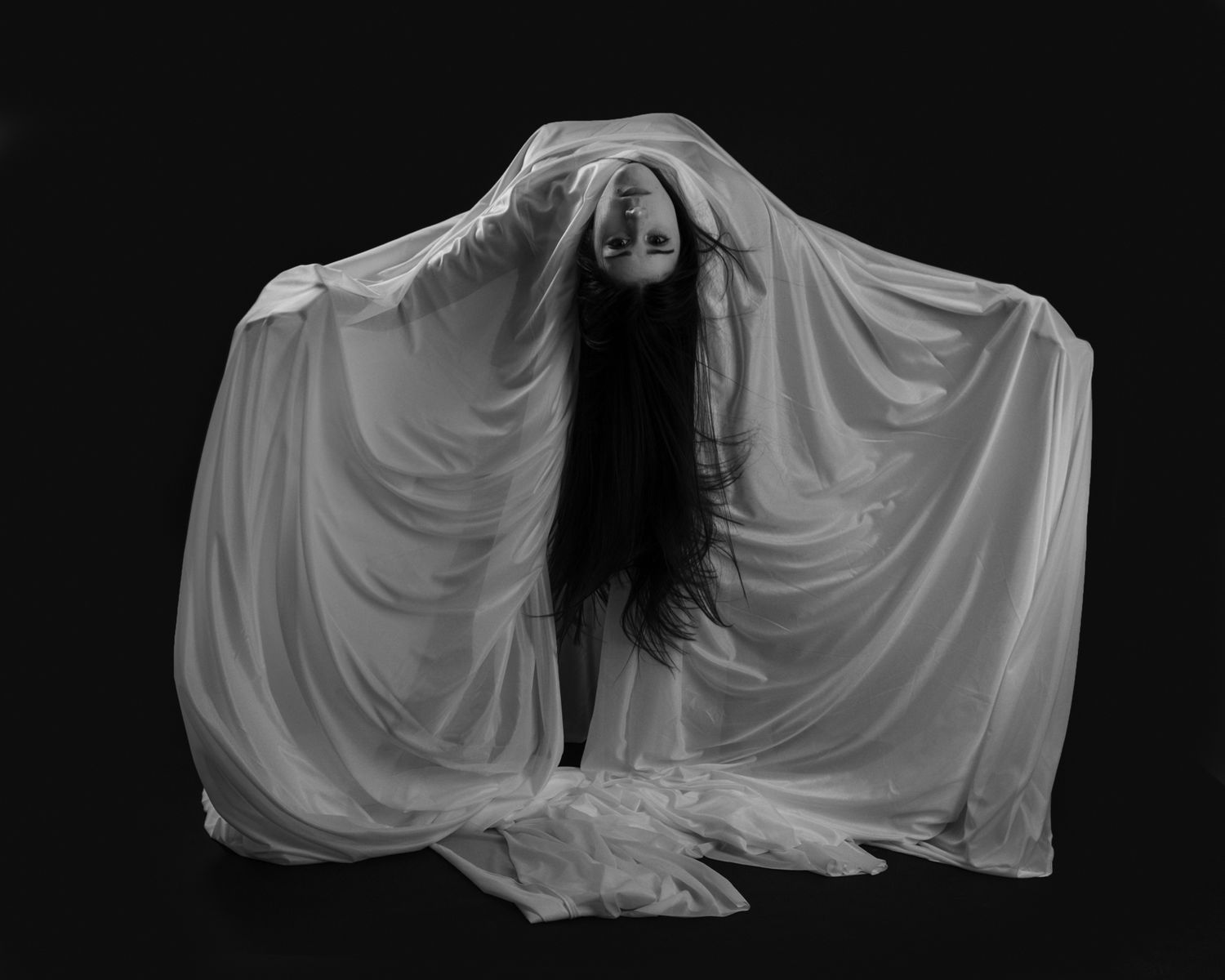 creative movement dancer with silk fabric