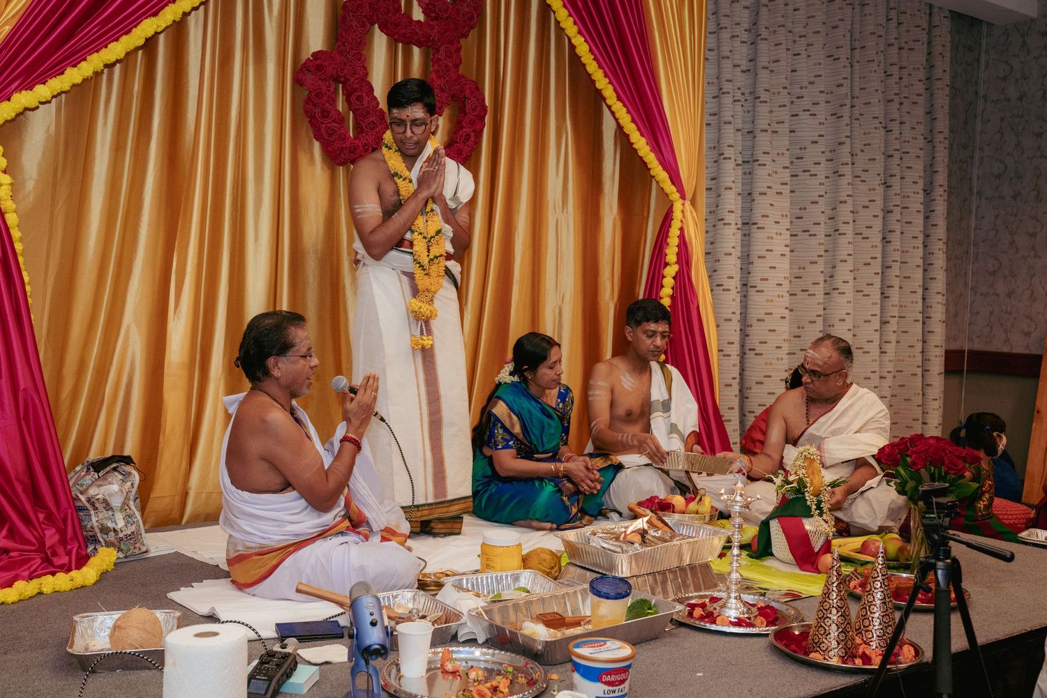 Multicultural wedding ceremony with traditional Indian decor, PDX.