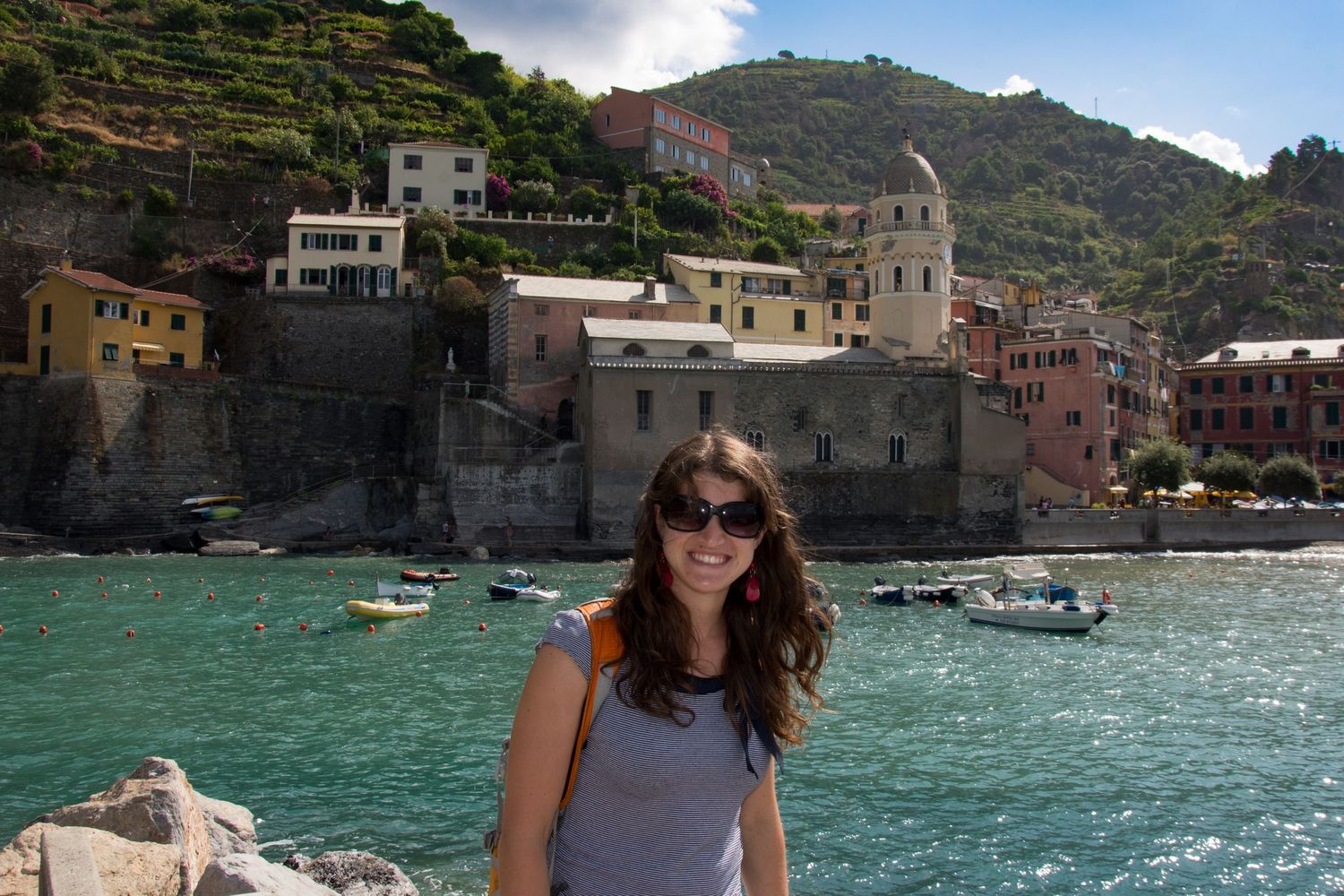 Leah Ramuglia is photographed in Vernazza on the Cinque Terre, while traveling along Italy’s Riviera in 2013.