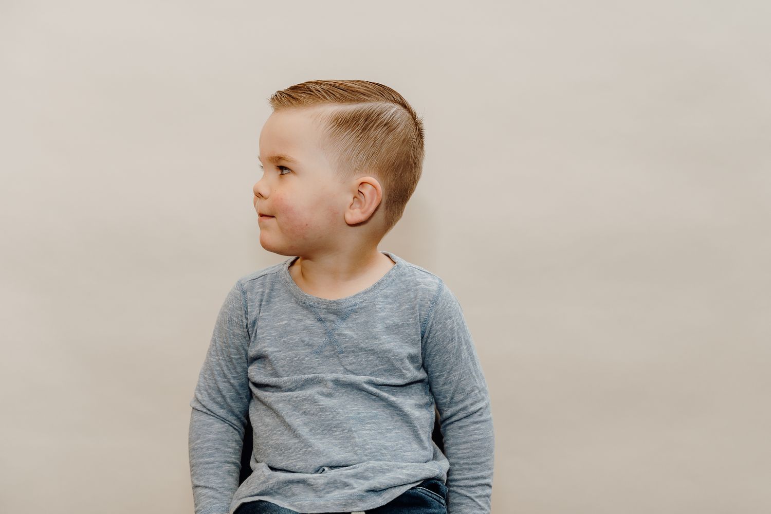 Showing of our haircut.
