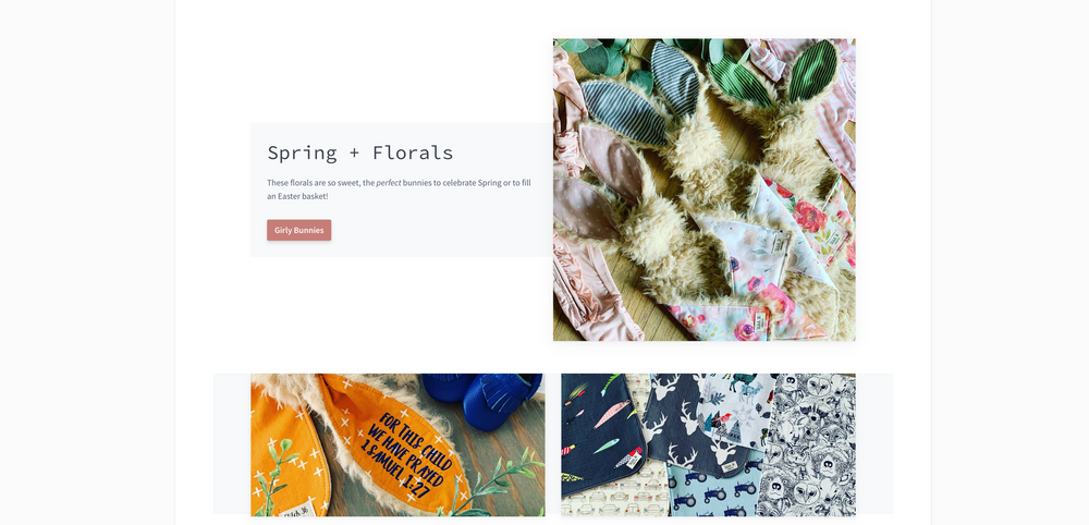Website design mockup showing spring and floral themed images in a grid layout.