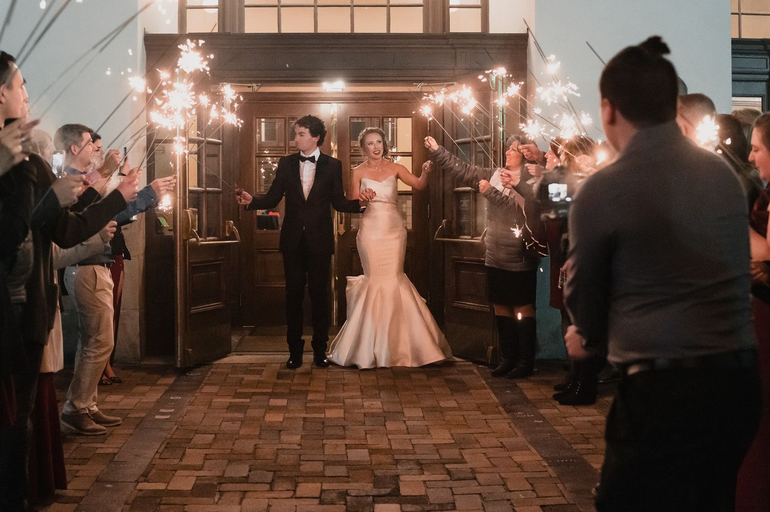 Sparkler Exit Boise Train Depot New Years Eve Wedding