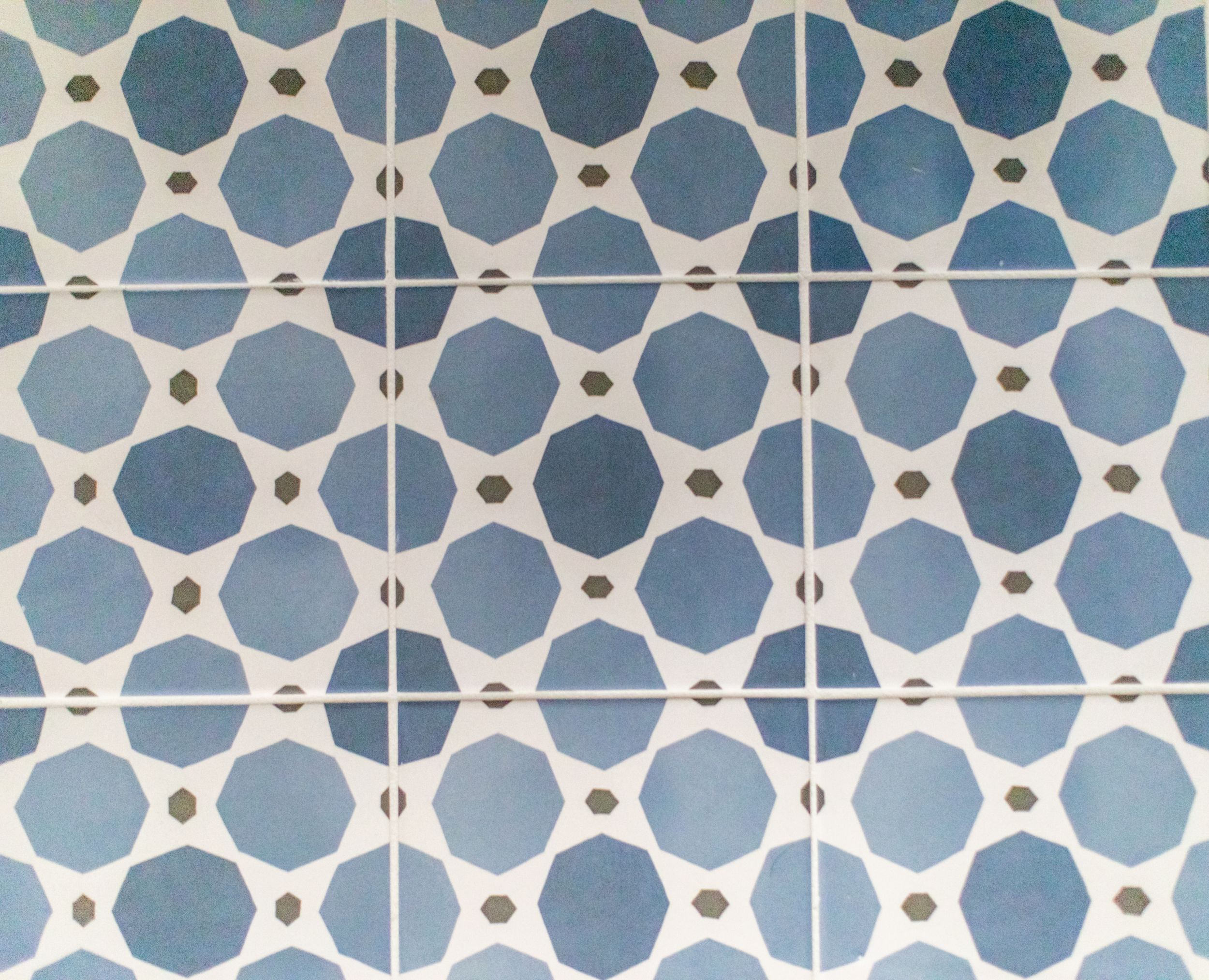 Blue and white luxury mosaic tile in bathroom