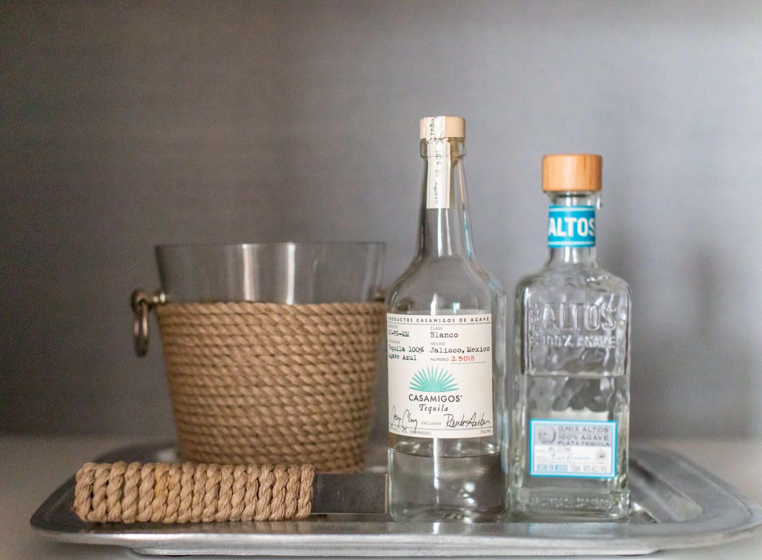 Coastal minibar decor with liquor