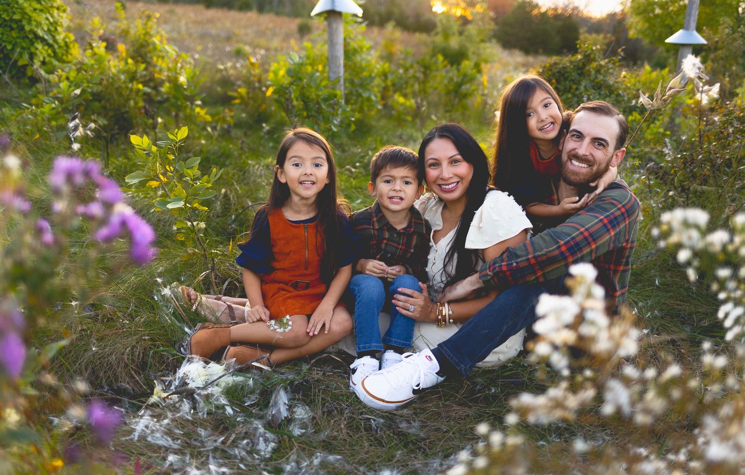 field of flowers family candid photos shot by a photographer in lake country wisconsin
