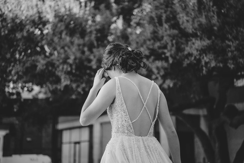 black and white of girls back. quinceanera. The Pearl. San Antonio, Texas. Wedding photographer