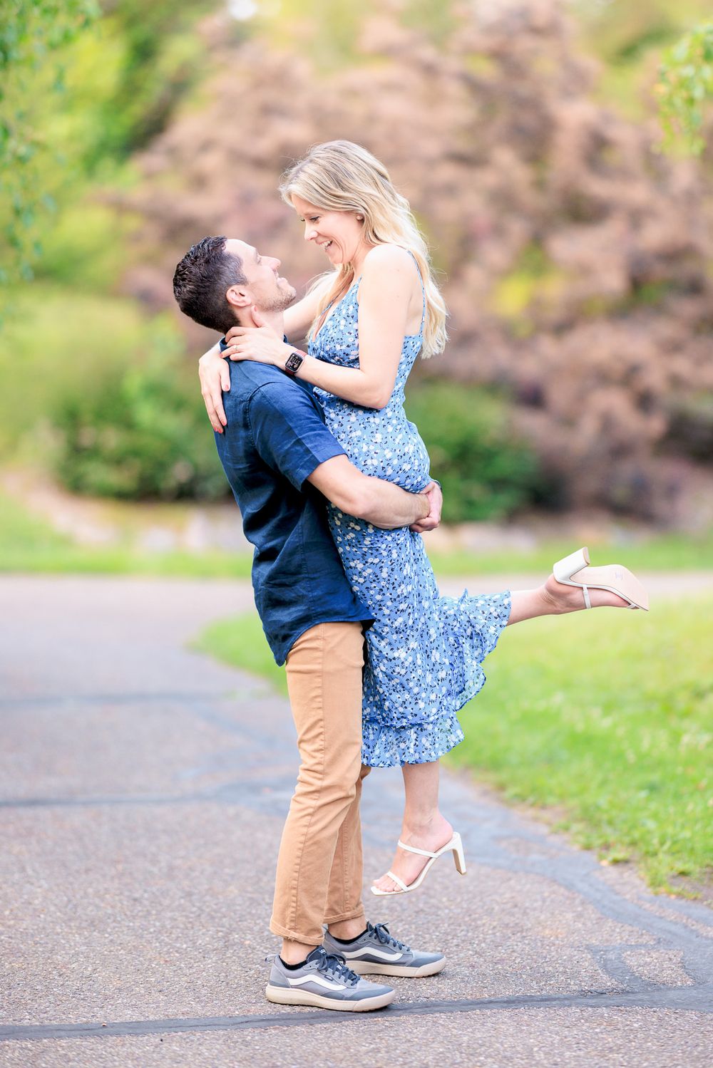 Engaged Couple Dancing During Engagement Photo Session in Akron, Ohio