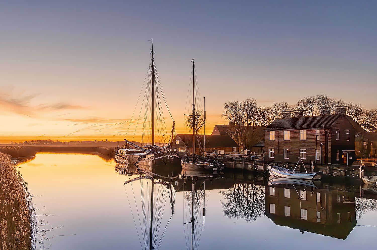 Snape Maltings at Sunrise: Available as a fine art print from www.calvertfineart.co.uk