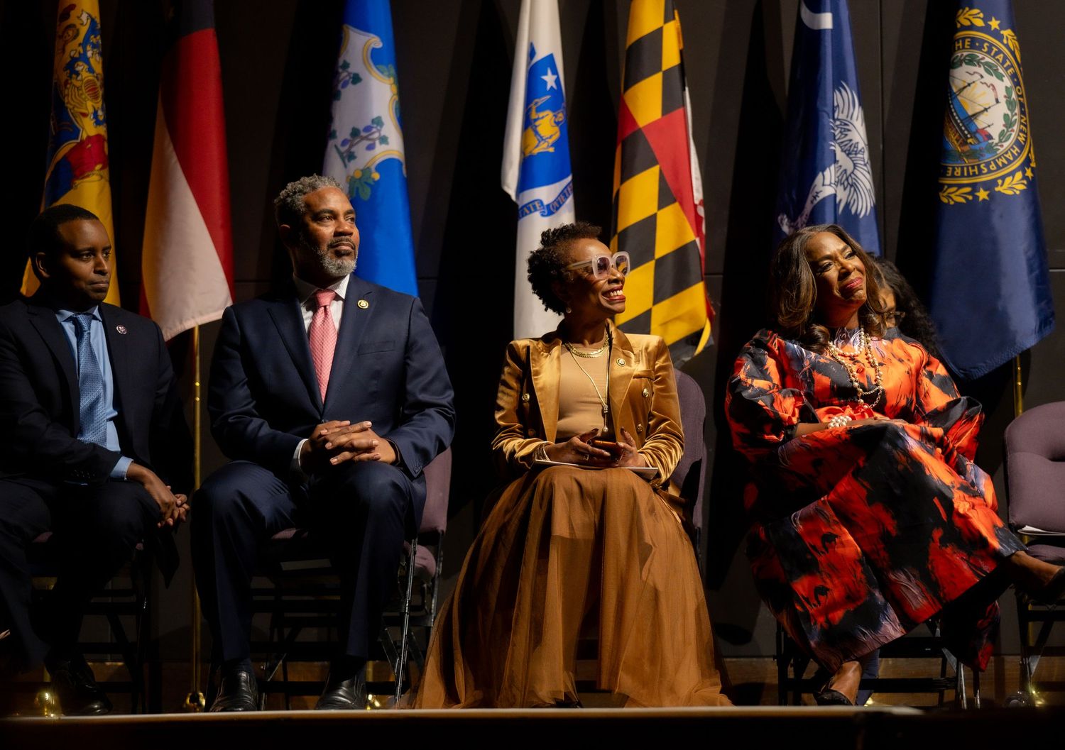 DMV Photographer photographs the Congressional Black Caucus swearing in ceremony in washington dc at the anthem in southwest waterfront