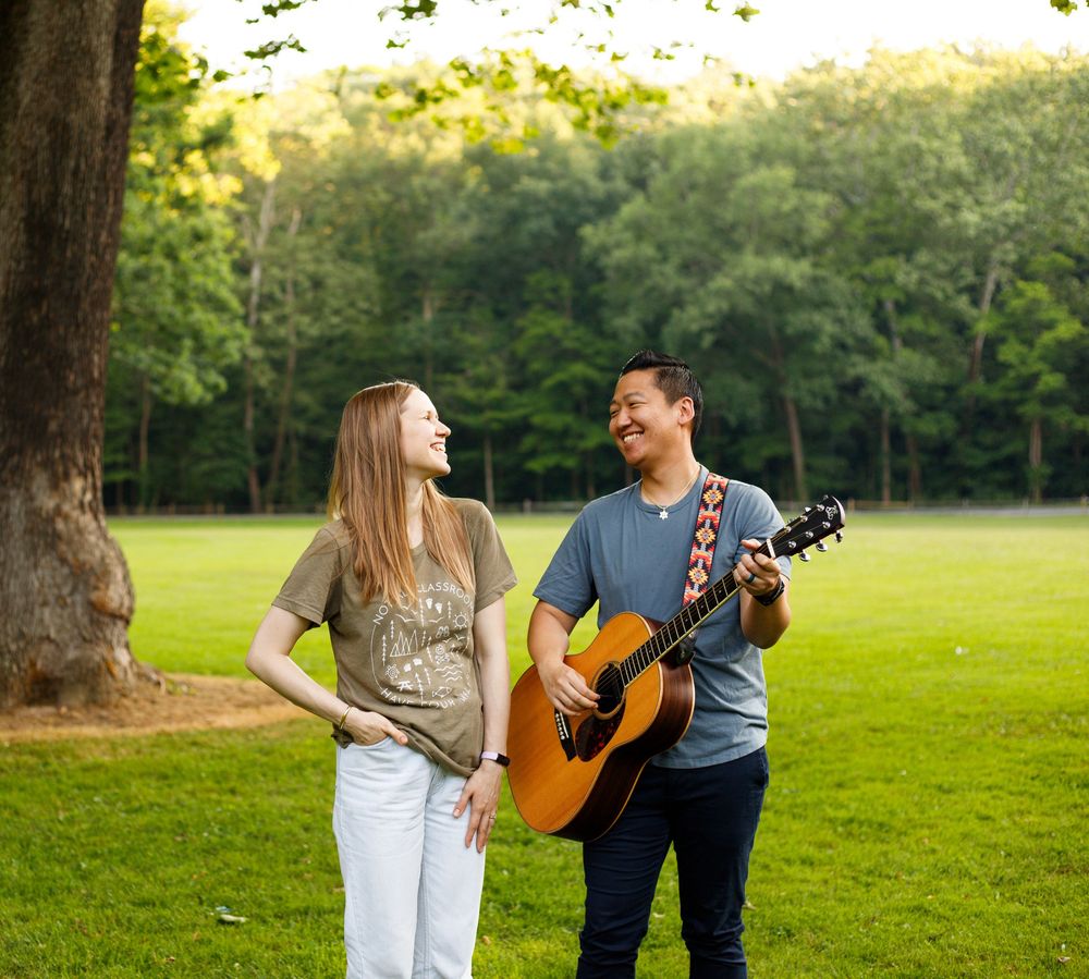 Married couple w/guitar at Mill Creek Park in Youngstown, Ohio