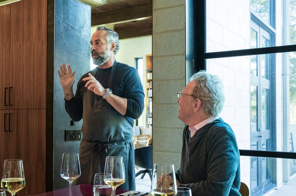 Michelin star chef Jon Stevens informs us of the next course. What fine dining we had.  Visit Jon at his Bishop Arts Kitchen Americana.