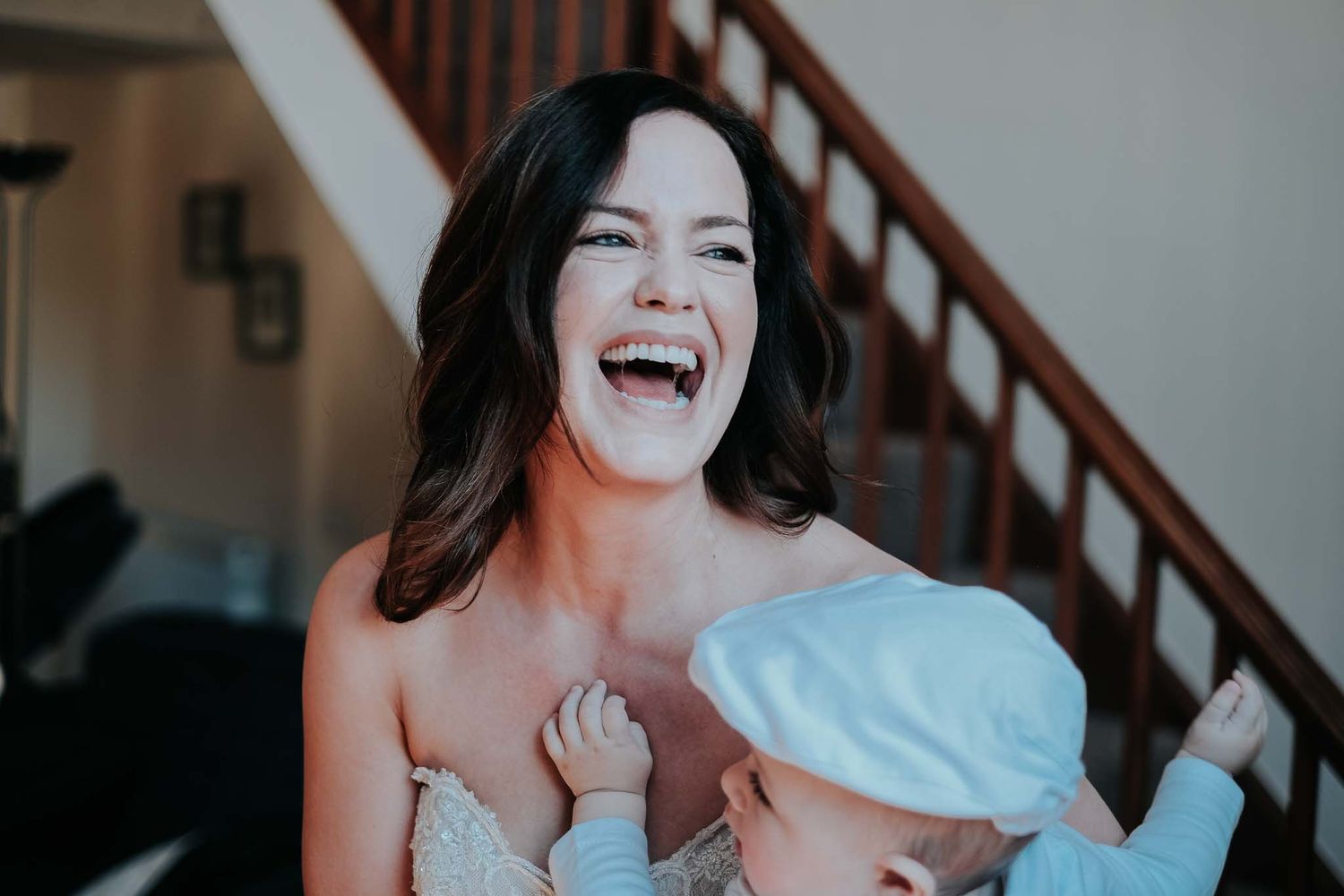 laughing bride