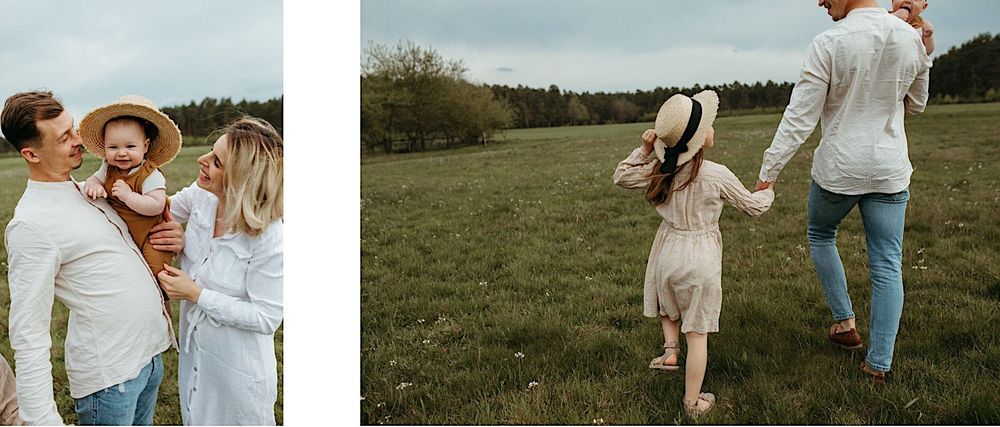 Family lifestyle photos capturing movement and joy in natural outdoor setting.