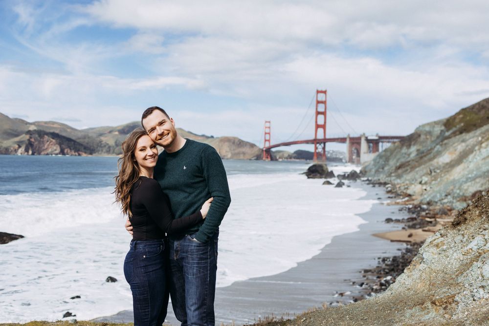Golden Gate Bridge engagement photo