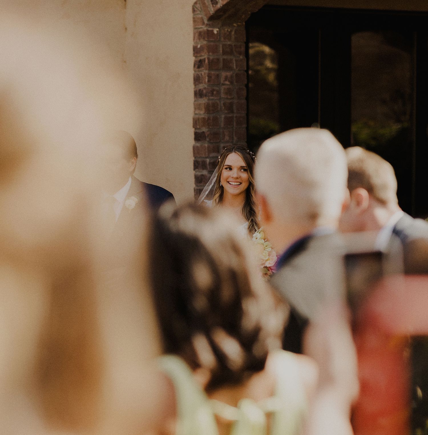 E Noelle Photography backyard wedding in Hidden Hills Los Angeles, bride coming down aisle