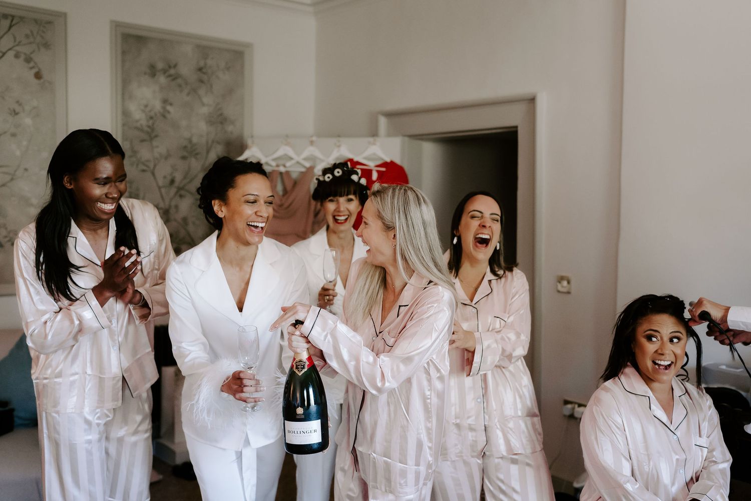 bride-and-bridesmaids-champagne-stockton-house-wedding-shropshire