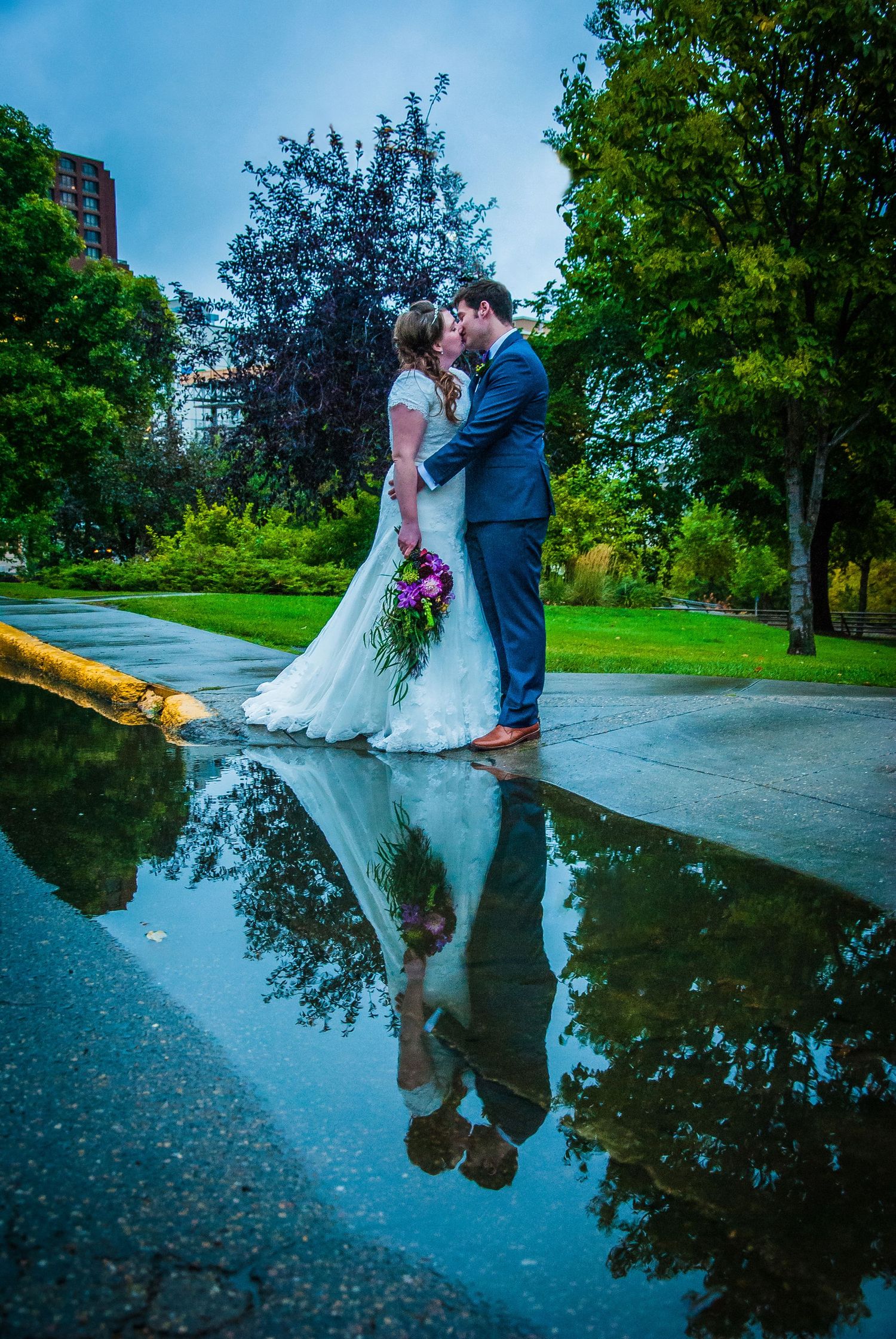 yeg-wedding-photo-ledge.jpeg, wedding photo, Edmonton wedding photos, couple in front of water reflected after storm wed