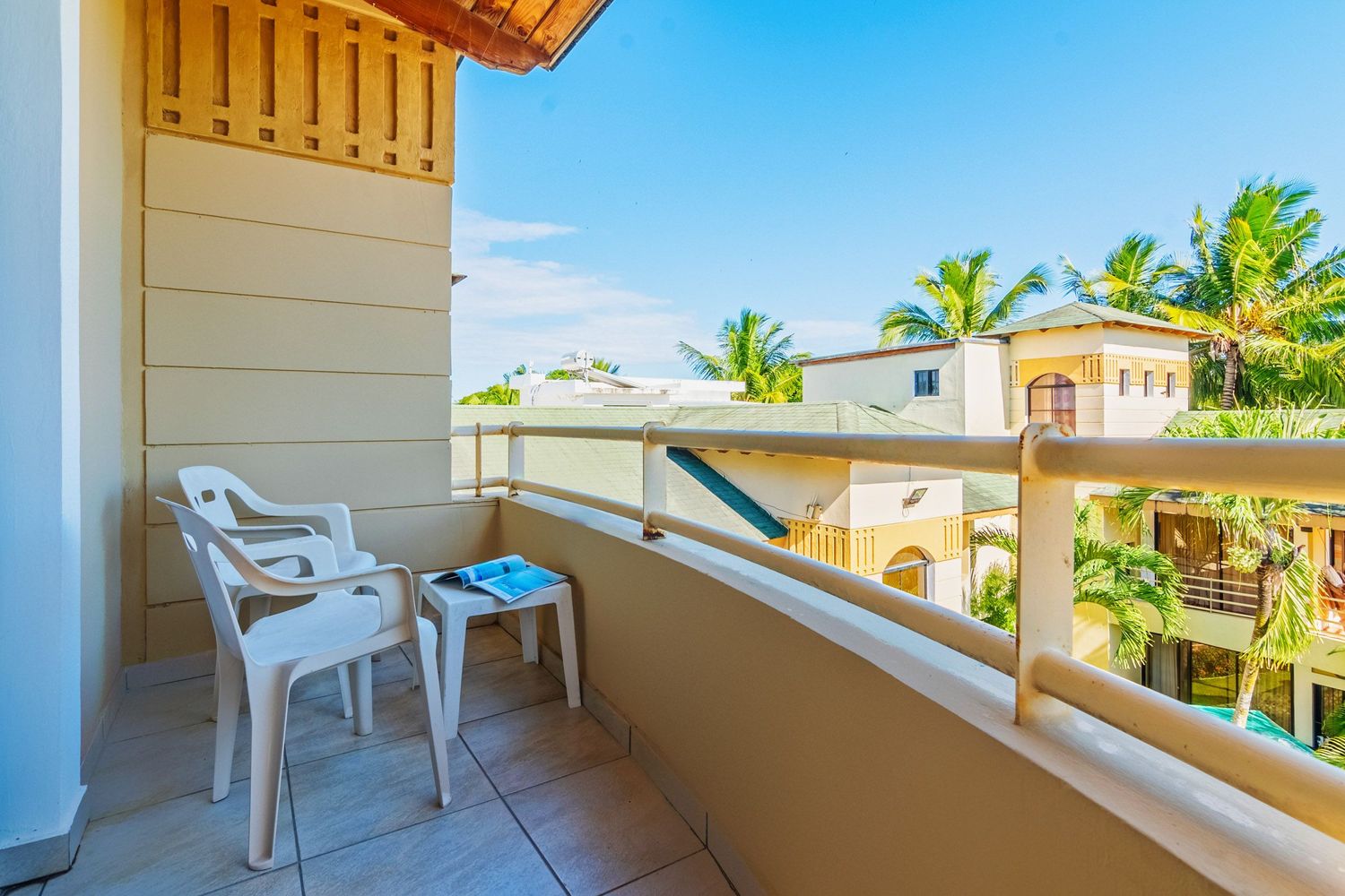 blue skies in best cheap hotel in sosua with great view to the pool