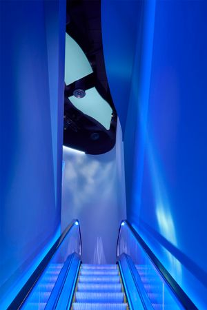 Interior photo of the accoustic cloud ceilings in the Mississippi Aquarium in Gulfport, MS by Cincinnati drone photographer Studio 66