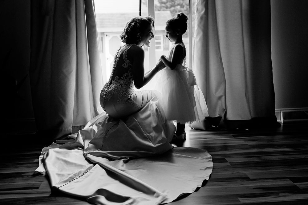 bride and her daughter candid photo