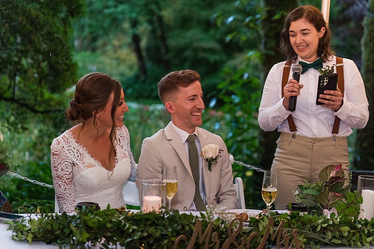 Wedding reception toast by groomswoman