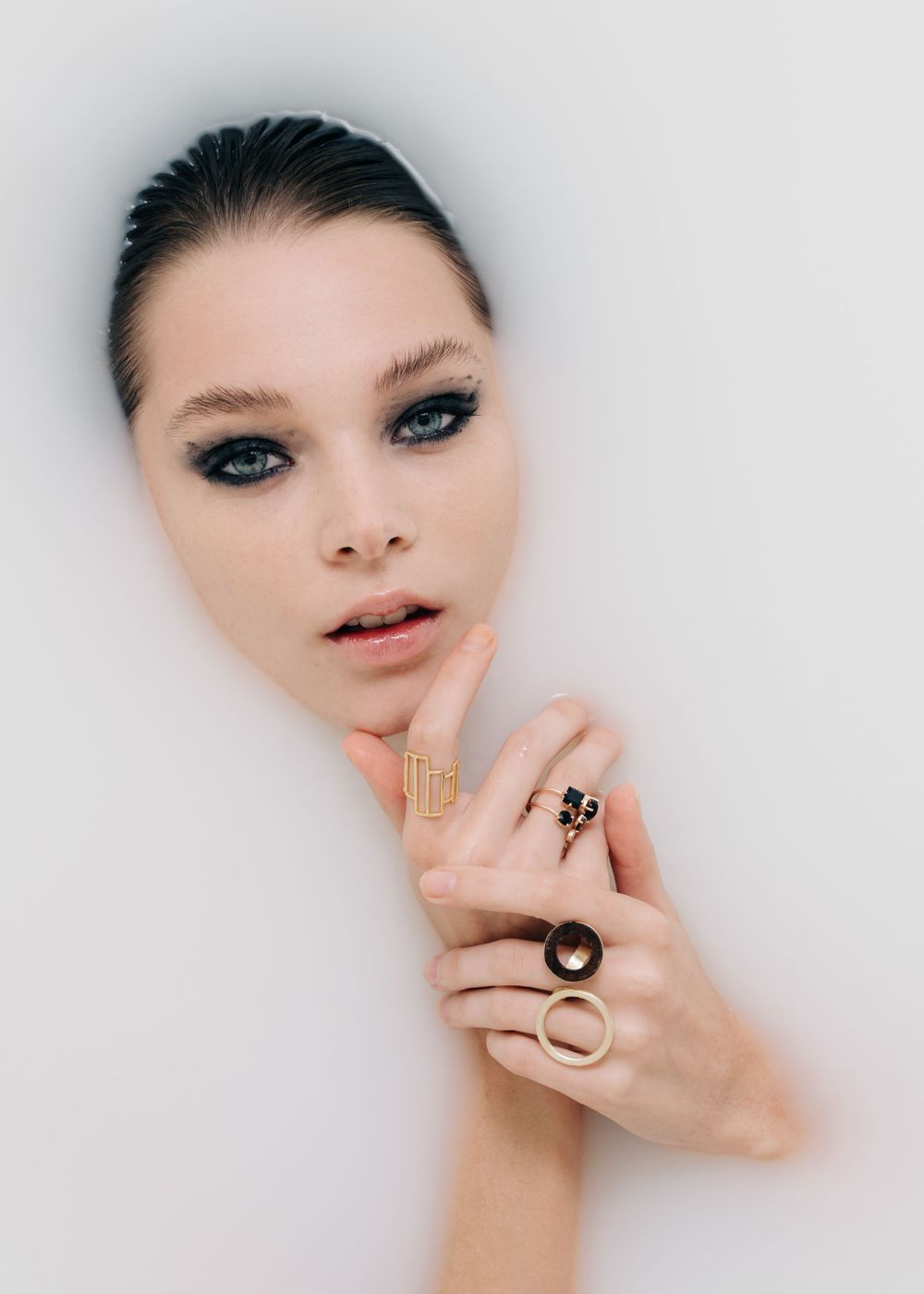Face on water editorial shot by Bill Chen photography