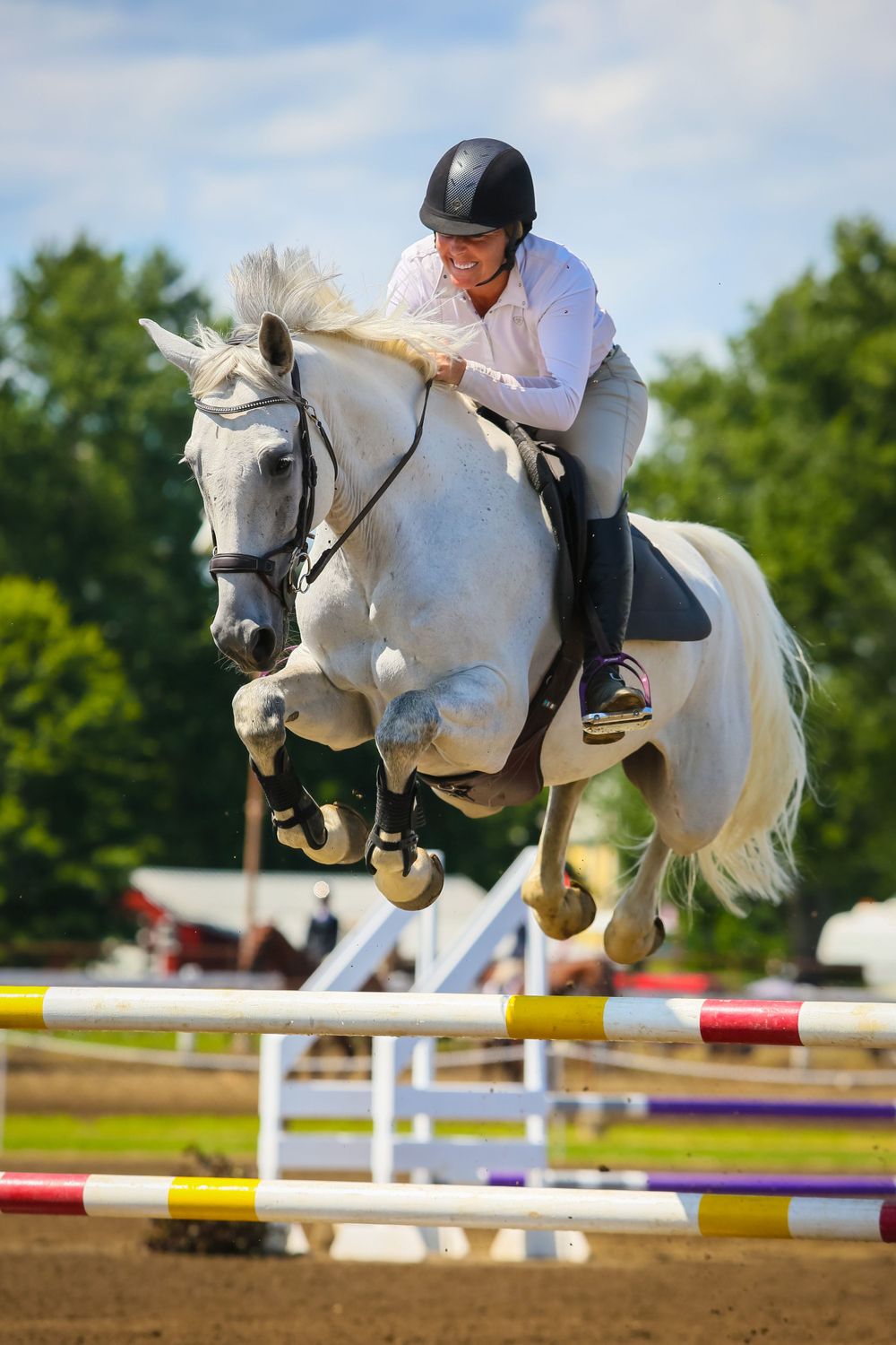 jumping gray horse  captured by q2 photography