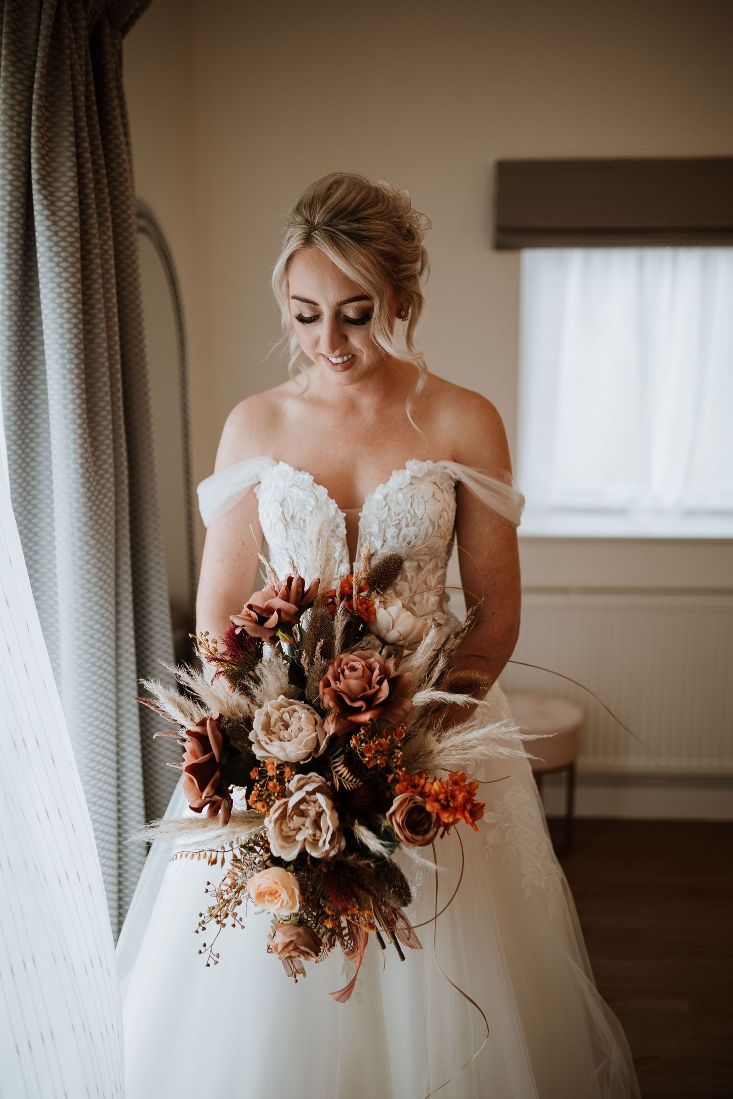 Malt House Barns, Shrewsbury Shropshire Wedding Photographer capturing bride in window