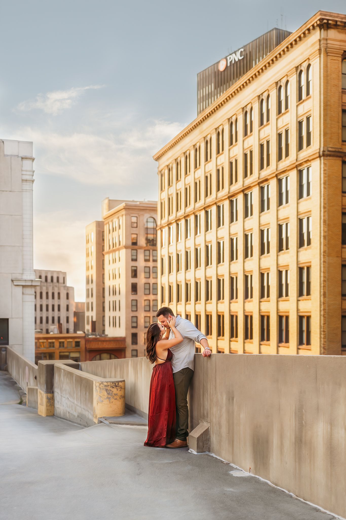 Couple on rooftop Akron, Ohio Jessica Hepp Photography
