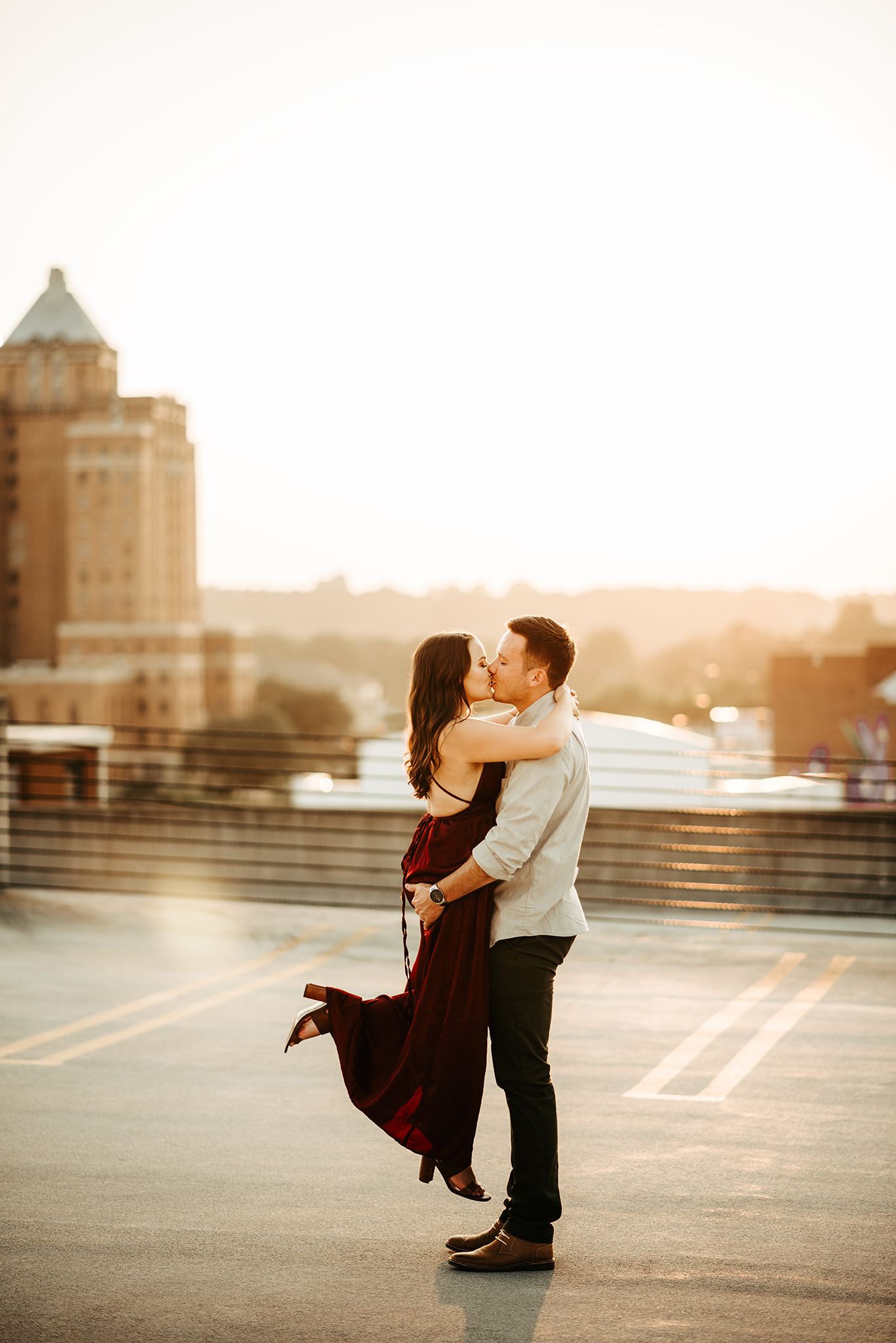 Couple on Akron Ohio rooftop Jessica Hepp Photography