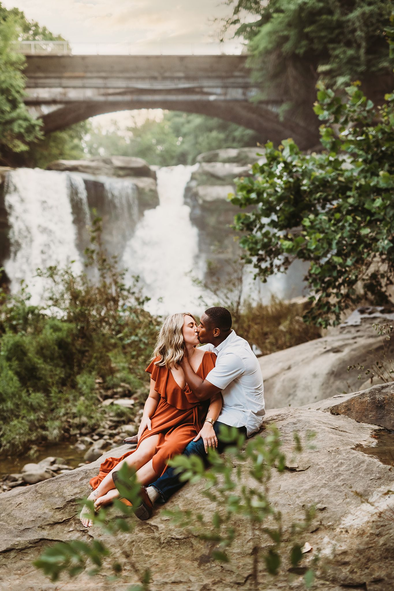 Couple at an Elyria Ohio waterfall Jessica Hepp Photography